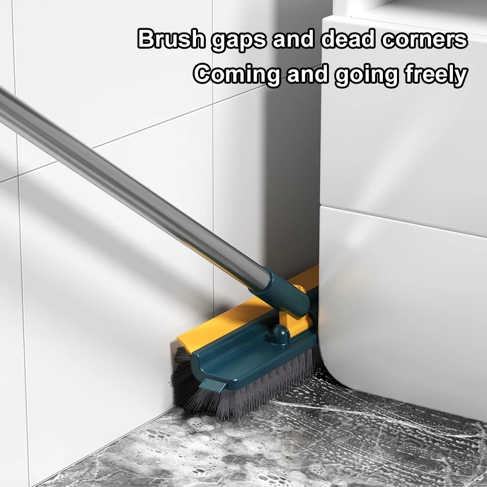 Spazzola per pavimenti 3 in 1 rotazione di 180 gradi con scopa regolabile a forma di V manico lungo bagno cucina pulizia fessure del pavimento  15