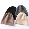 100%Pure Wool Beanies for Women Winter 2023 Stripe Solid Warm Soft Cashmere Beanie Bonnets y2k Knitted Skullies Cute Hats Caps 5