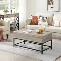 Wood and Metal Lift Top Coffee Table, Rustic Gray 2