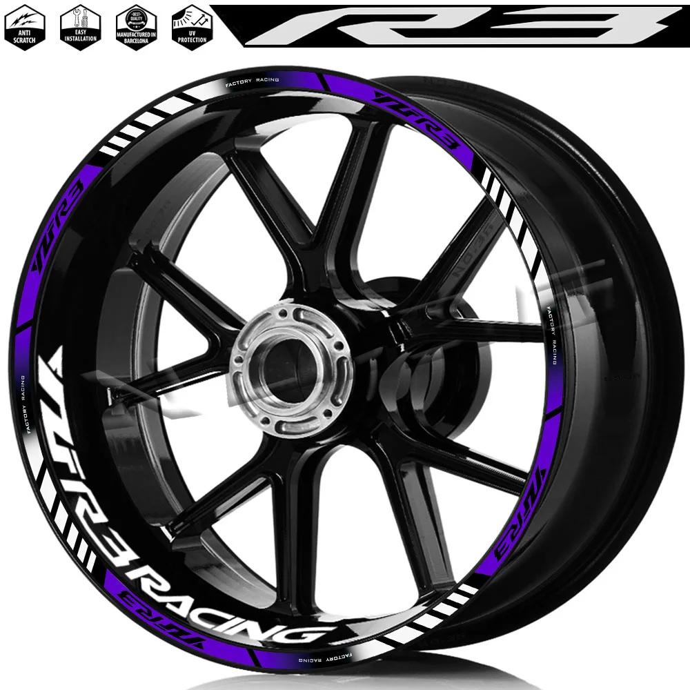 For YZF R3 r3 2023 Reflective Motorcycle Wheel Stickers Hub Rim Stripe ...