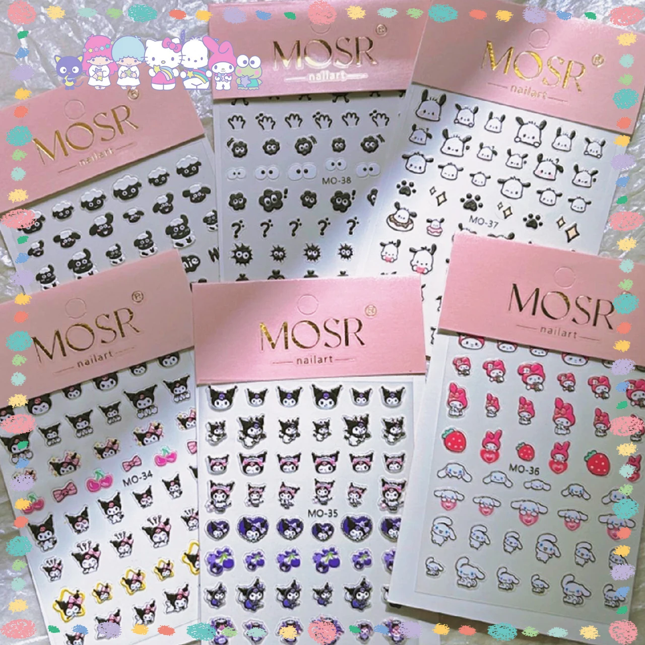 

Sanrioed Embossed Nail Stickers Kawaii Cartoon Diy Material Decorative Nails Anime Kuromi My Melody Pochacco Cute Girls Gift