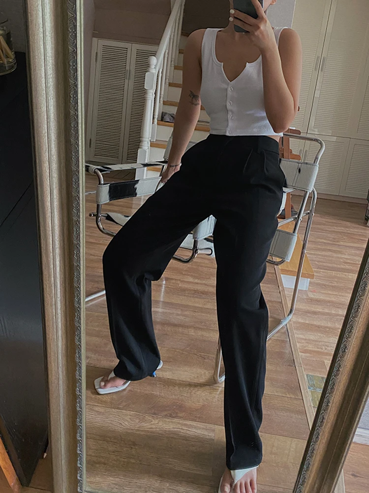 Spring New Office Lady High Quality Elegant Casual Fashion Wide Leg Women Female Pants Hot Sales