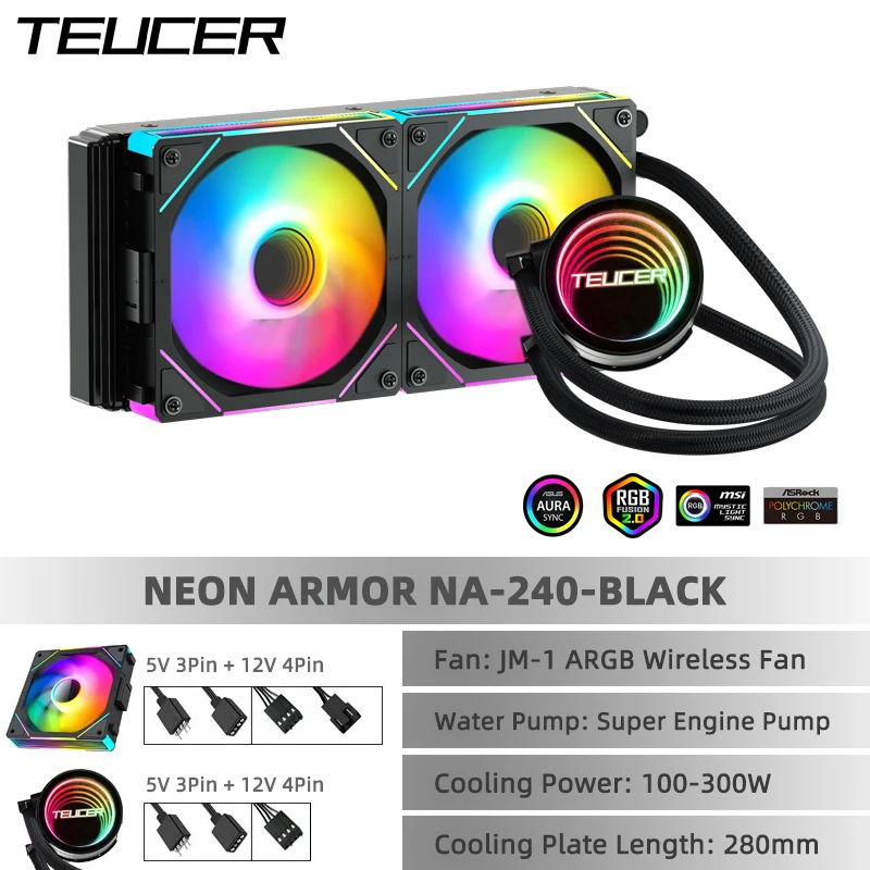 TEUCER NA-360 水クーラー ARGB ミラーサイクル照明効果水冷