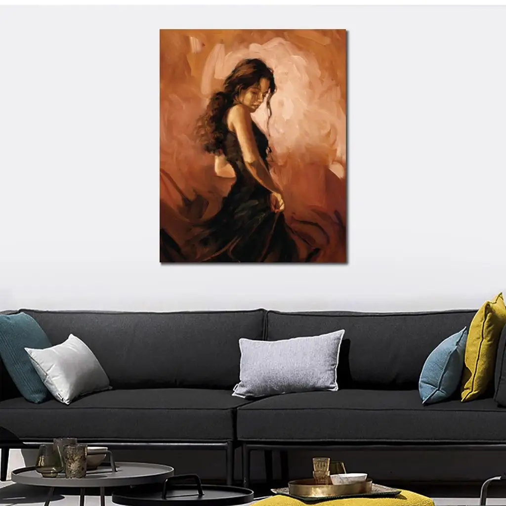

Female Oil Art Portrait Paintings for Living Room Flamenco Dancer Hand-Painted Modern Art Sexy Woman
