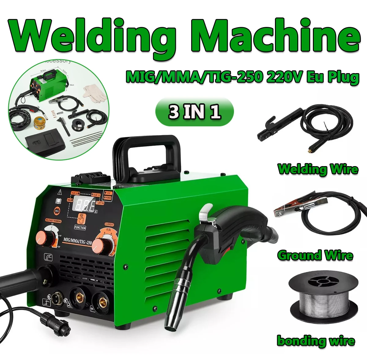 3 IN 1 220V MIG/MMA/TIG Welding Machine DC Inverter Welding Machine ARC Machine for Household Portable Machine