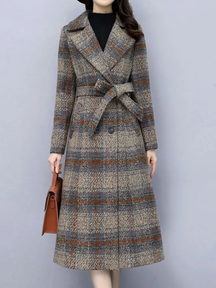 Winter Casual Women Long OverCoat Vintage New Slim Warm Thicken Woolen