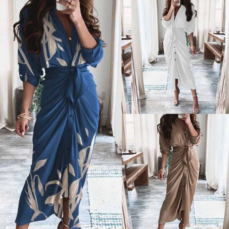 

Women Autumn Dress with Long Sleeve Casual Sundresses Elegant Party Guest Dress Dropship