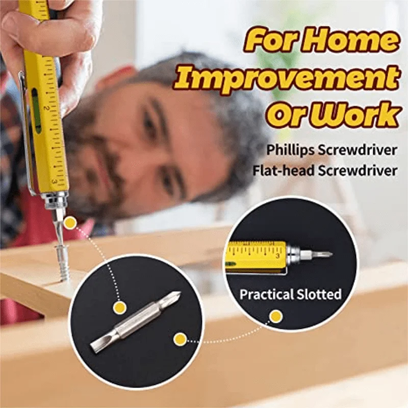 7 In1 Multifunction Handheld Screwdriver Tool Ballpoint Pen Measure Technical Ruler Screwdriver Touch Screen Stylus Spirit Level