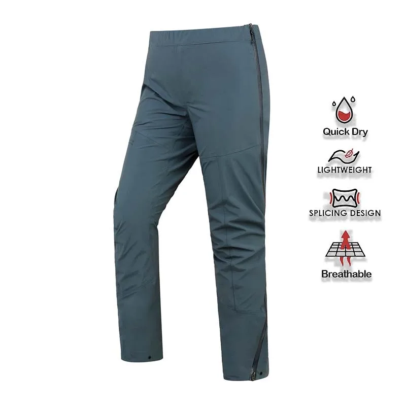 NUONEKO Waterproof Hiking Pants Mens Summer Full Open Zipper Loose Outdoor Quick Dry Climbing Trekking Camping Removable Pants Hiking Pants