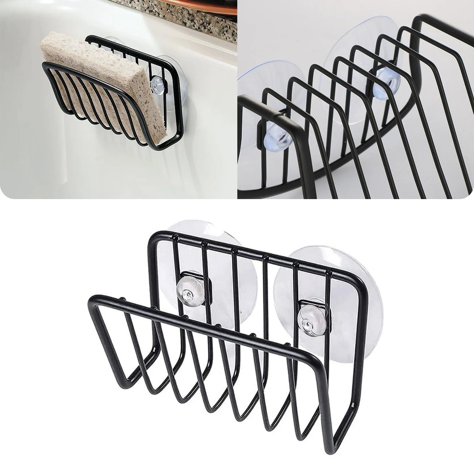 Kitchen Sink Free Punching Metal Drain Rack Suction Cup Storage Rack Dishwashing Sponge Dish Removable