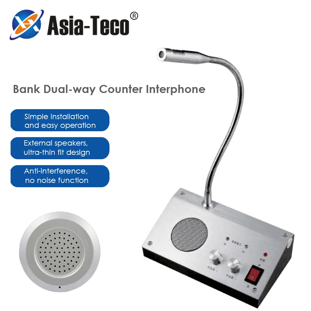 Two-way Call Through the Window Glass Counter Intercom Speaker System of the Shop Office Window Microphone Intercom Speaker