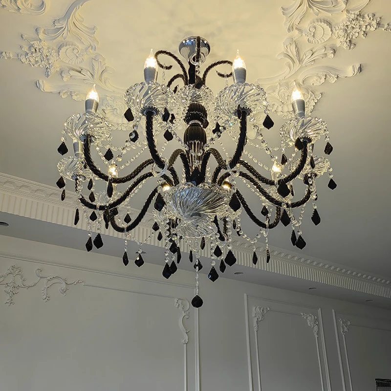 European retro luxury noble crystal LED chandelier villa restaurant hall bar coffee shop living room high-end chandelier