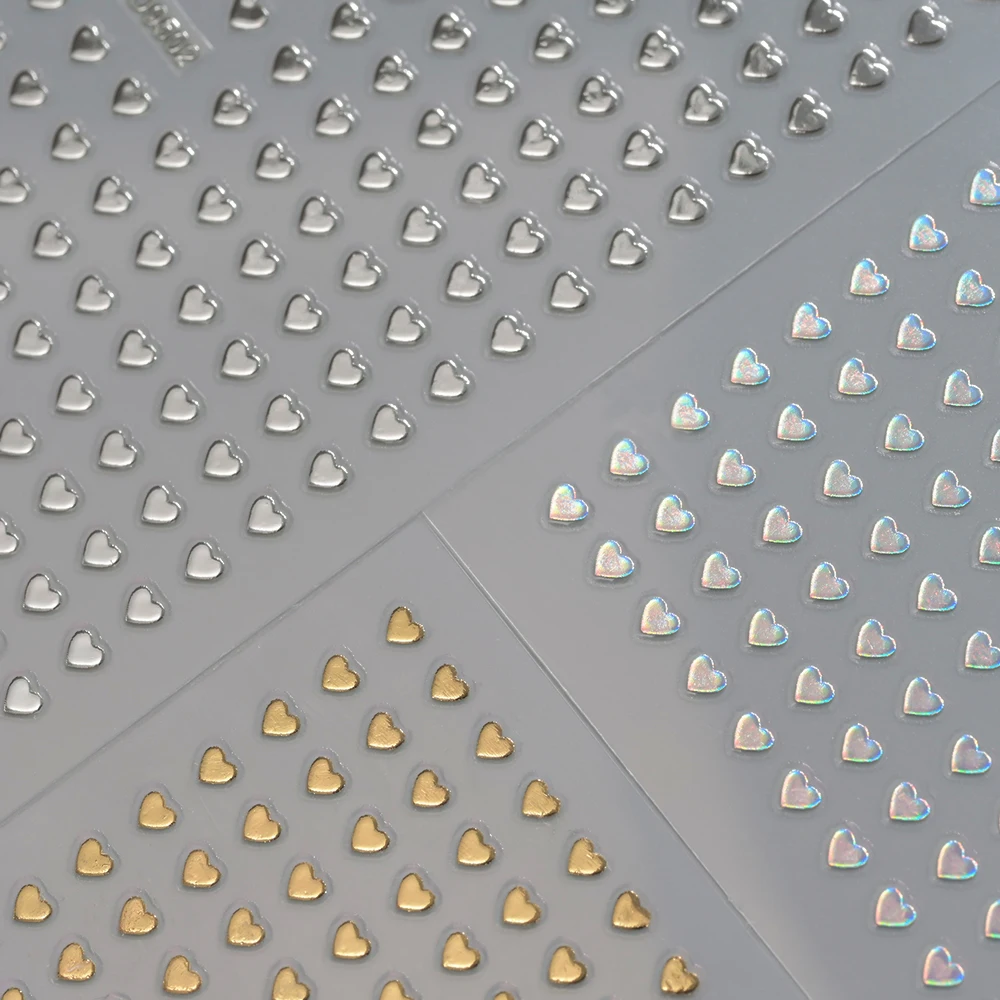 8개입 발렌타인데이 귀여운 작은 하트 네일 아트 스티커 3D 2mm 하트 네일 데칼 접착제 DIY 매니큐어 액세서리