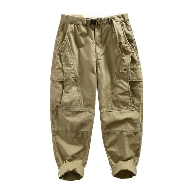 2023 Autumn New 100% Cotton Retro Cargo Pants Men Clothing Multi-pockets Daily Joggers Men Trousers
