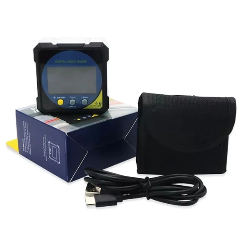 디지털 각도 측정기 게이지, 마그네틱 레벨 각도기 경사계, USB 충전식, 목공 제재용, 4 면 자석