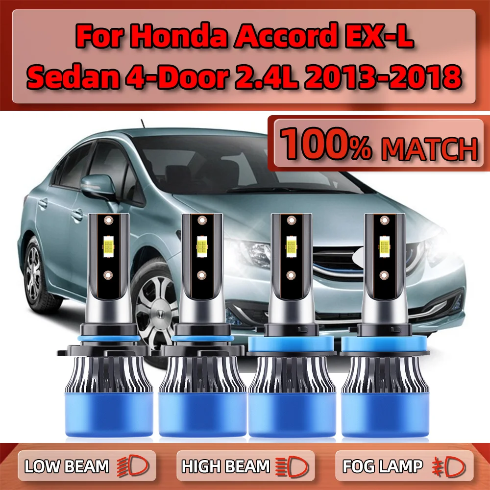 

40000LM LED Car Headlights Bulbs H11 9005 HB3 Turbo Lights 12V Plug&Play For Honda Accord EX-L Sedan 4-Door 2.4L 2013-2017 2018