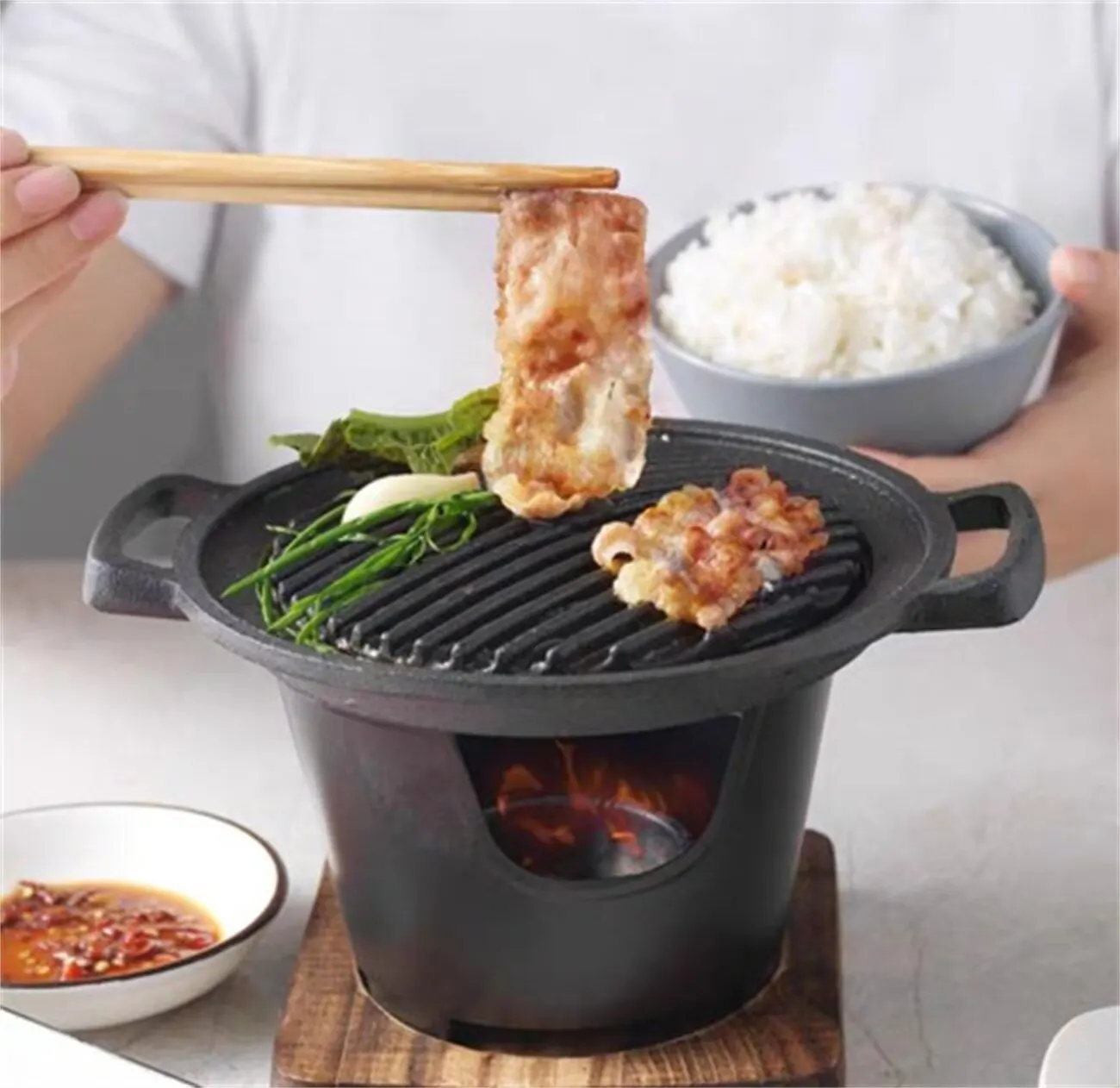 Barbecue Stove Barbecue Grill Mini BBQ Alcohol Stove Japanese One Person Cooking Oven Detachable Outdoor BBQ Plate Roasting Meat Tools