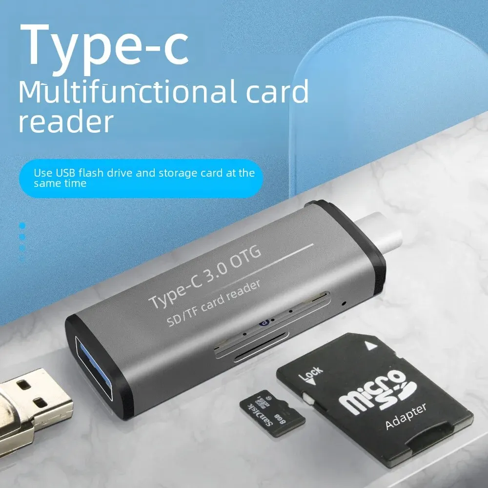 고속 다기능 C타입 카드 리더, Usb3.0 카메라 Sd 카드 Tf 호환, 안드로이드 폰 메모리 리더 어댑터