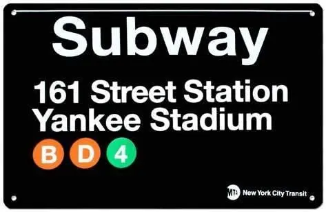 Subway 161 Street Yankee Stadium, 8X 12, Cartel De Estaino De Metal, Decoraciion De Pared