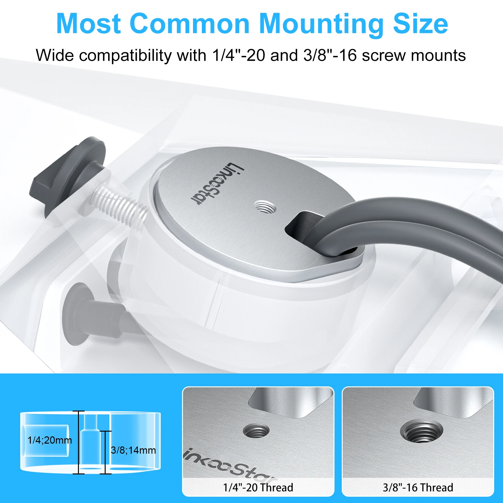 스타링크 미니 파이프 어댑터용 삼각대 어댑터 (1/4''-20 및 3/8-16 나사산 포함, 스타링크 미니 파이프 어댑터 및 플랫 마운트용)