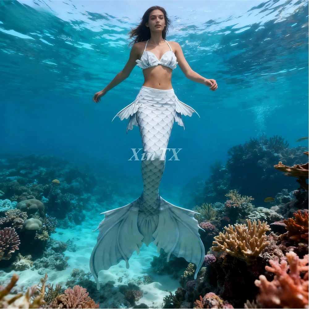 Coda da Sirena per Adulti, Bikini con Orecchie da Sirena, Costume per Cosplay, Spettacoli Acquatici, Piscina, Feste, Progettato Professionalmente, Taglie Personalizzate - immagine 3