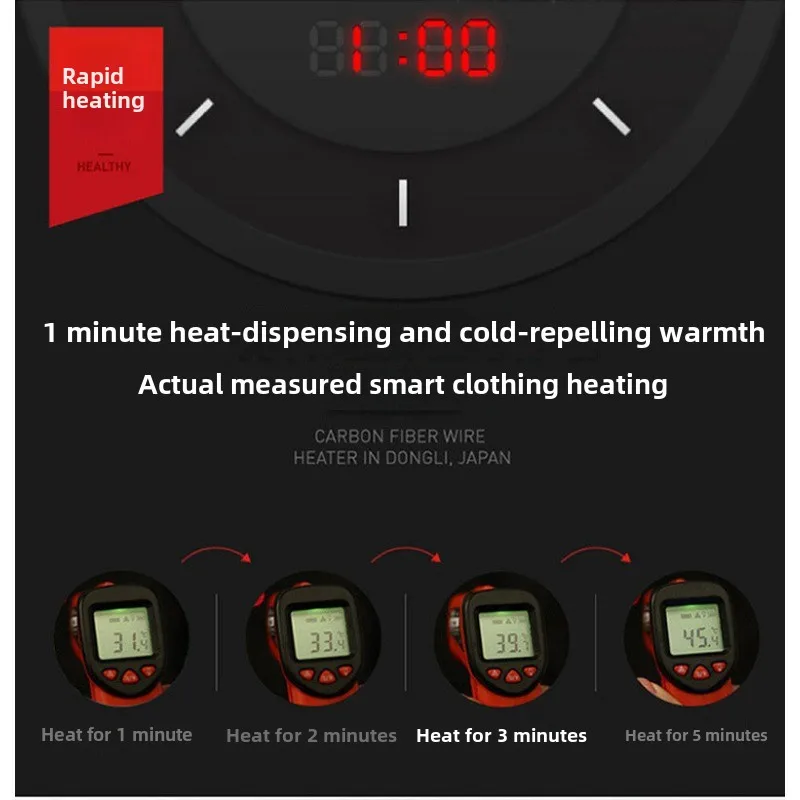 Winter USB smart heated jacket 3-speed adjustable temperature rapid heating long battery life outdoor sport