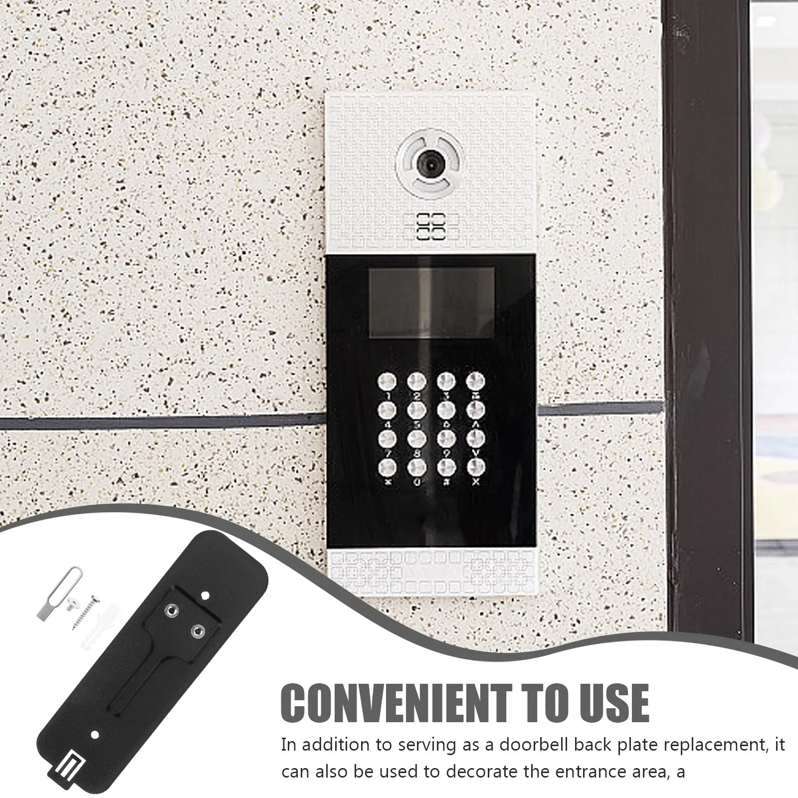 비디오 초인종 마운트 초인종 백플레이트 플라스틱 견고한 교체용 방수 방진 도어 벽 마운트 보안 카메라용