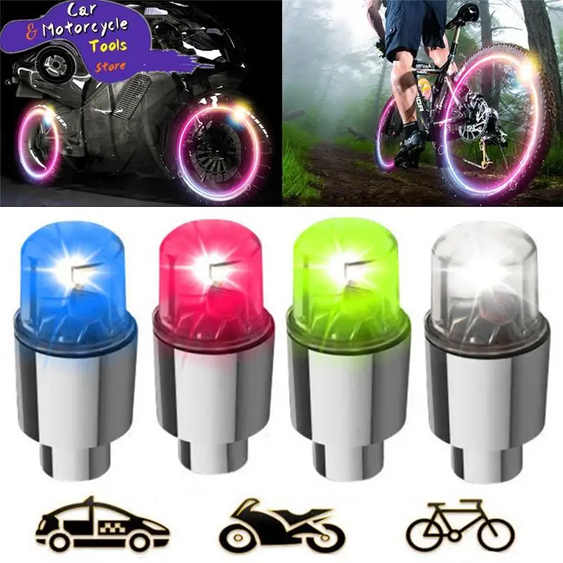 

2Pcs/lot LED Car Bike Wheel Tire Tyre Valve Dust Cap Spoke Flash Lights Car Valve Stems & Caps Accessories
