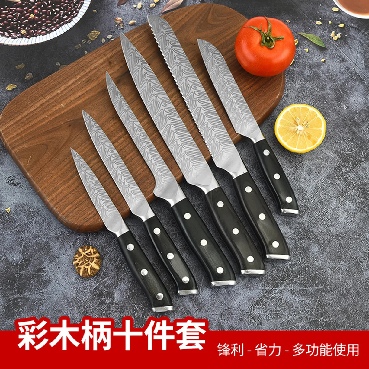 Kitchen Knives Stainless Steel 110pcs Set Laser Damascus Japanese Santoku Knives Slicing