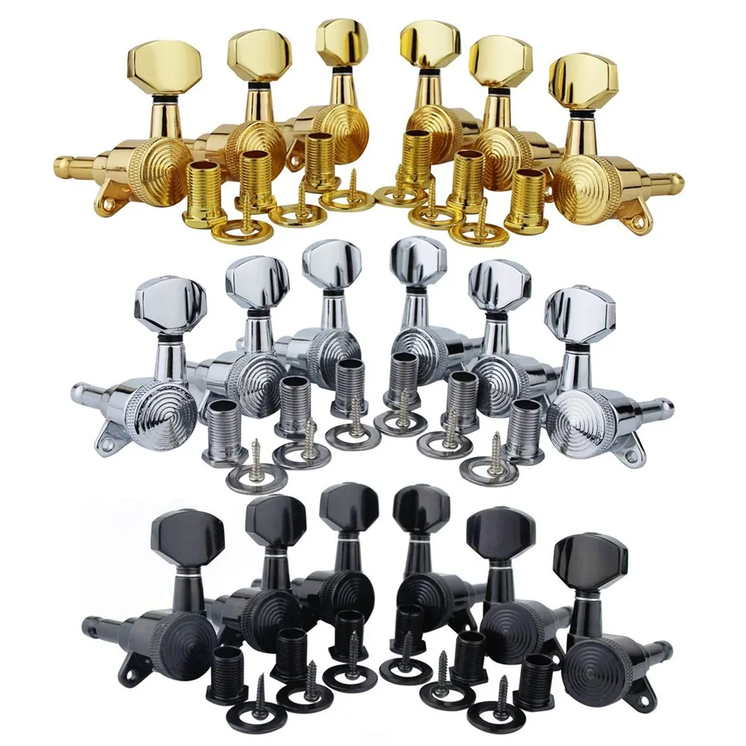 

1: 18 guitar string buttons with locking function, fully enclosed wooden electric guitar button shaft with rear string lock