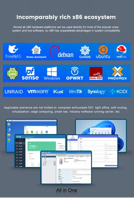 Topton X86 Fanless Mini PC J4125 N4000 Quad Core 2x i226-V