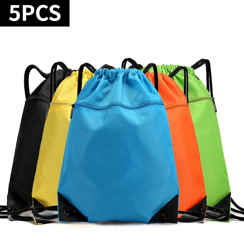 5PCS Lightweight Drawstring Backpack Men's and Women's Large Capacity Bundle Pocket Basketball Football Bag Portable Storage Bag