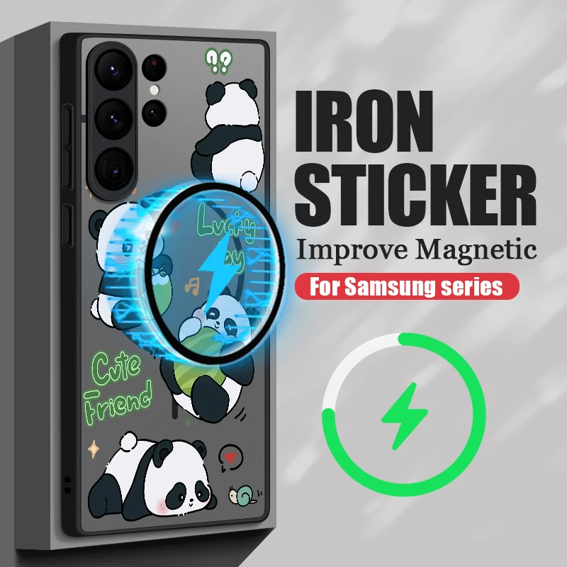 Magnetic Cute Panda Matte Phone Cover