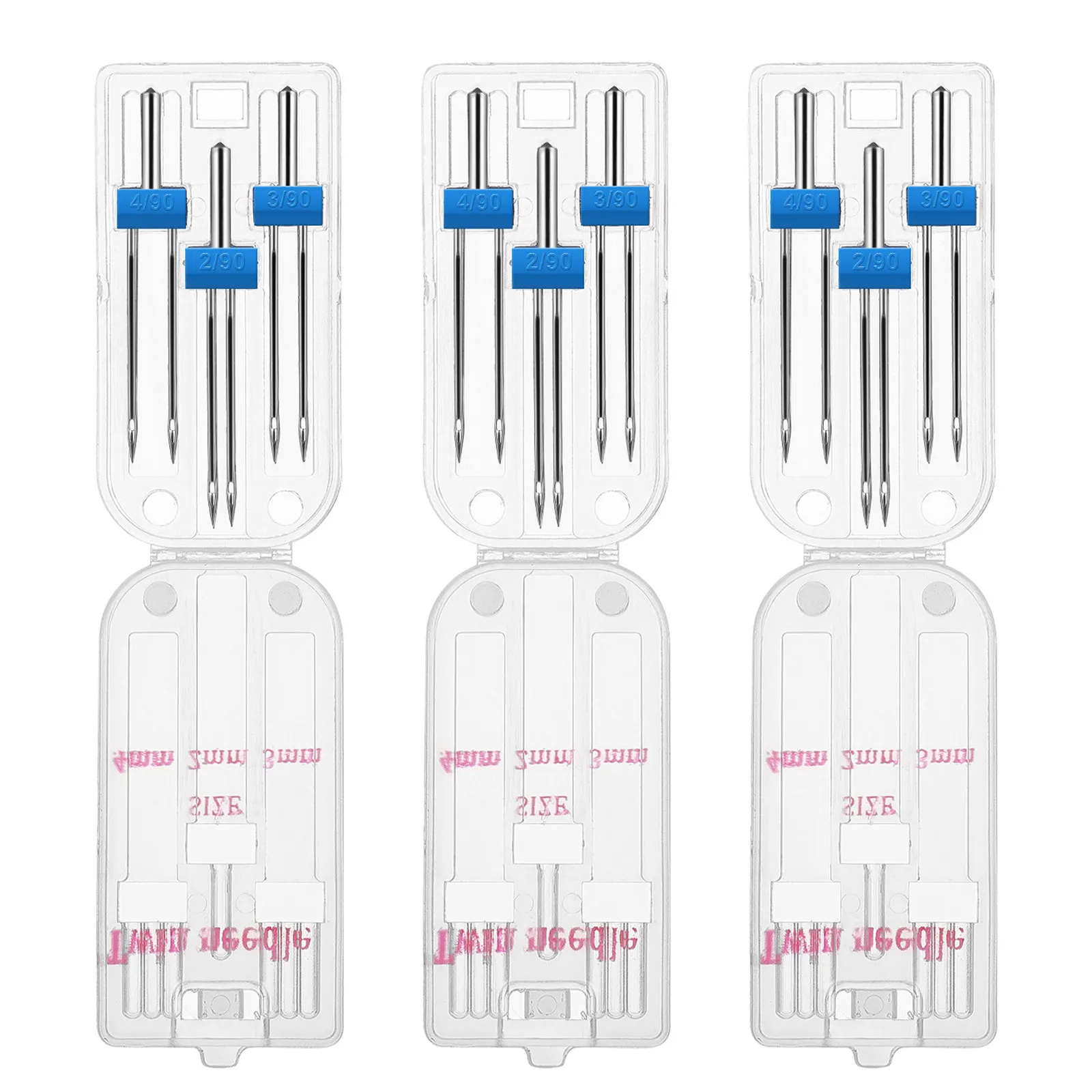 9Pcs 재봉틀 트윈 바늘 더블 스티치 핀 범용 가정용 재봉틀 의류 수리 바늘 더..