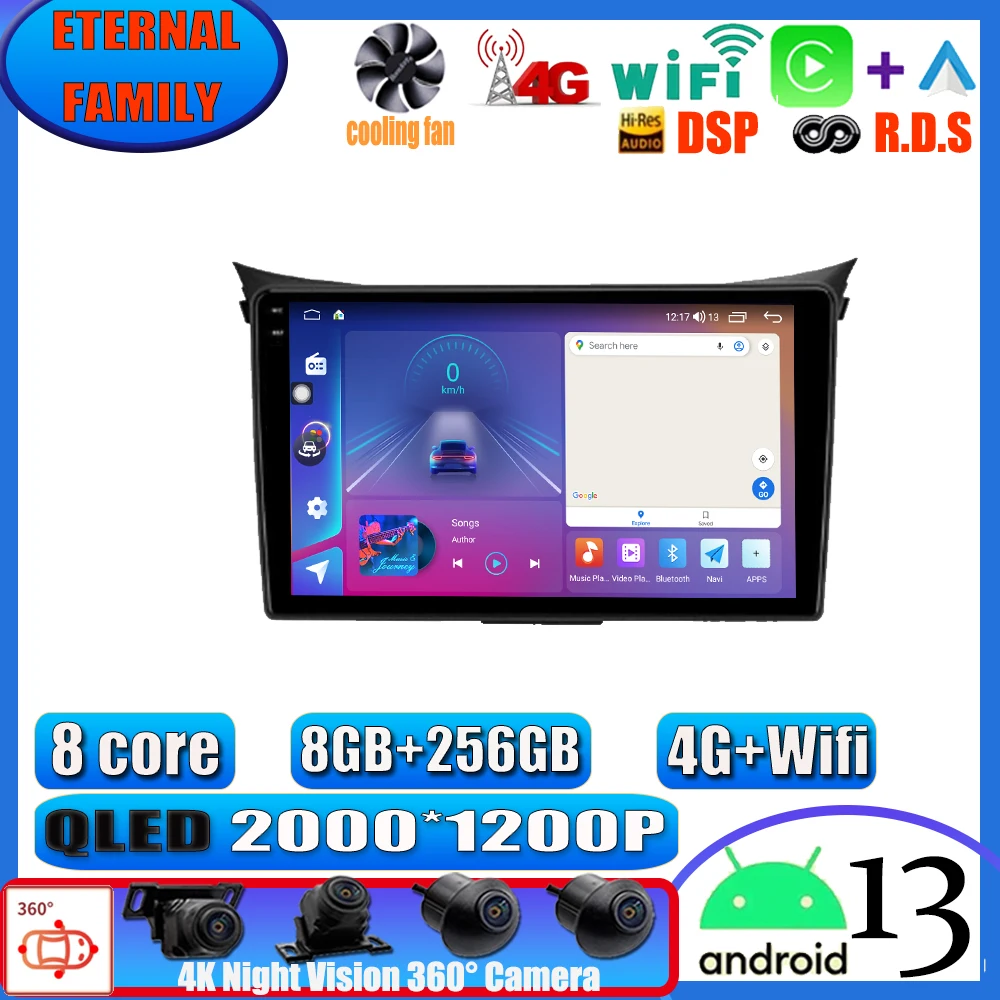 

Android 13 For Hyundai i30 II 2 GD 2011 - 2017 Car Radio Multimedia Video Player Navigation stereo GPS No 2din adapter auto