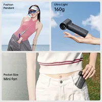 Ventilateur turbo portatif JISULIFE, vent super puissant, 5 vitesses, longue durée de vie de la batterie, rechargeable par USB 5000 mAh, ventilateur de poche multifonction 6