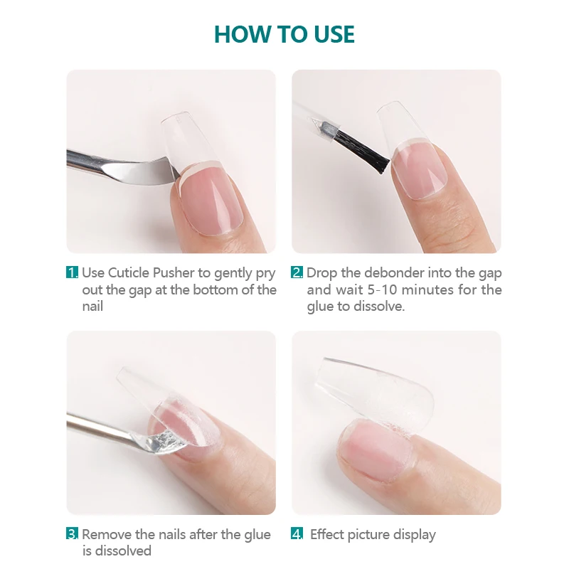 Nailpop 2pcs Removeing False Nails Debonder Glues for Rhinestone Remover Nail Art Debonder Fast Dissolve Liquid Accessories 10ml 6