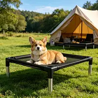 Elevated Dog Bed Breathable Mesh Washable Portable Cot Heavy Duty Raised Outdoor Dog Bed for Camping Travel Car Patio Yard 1