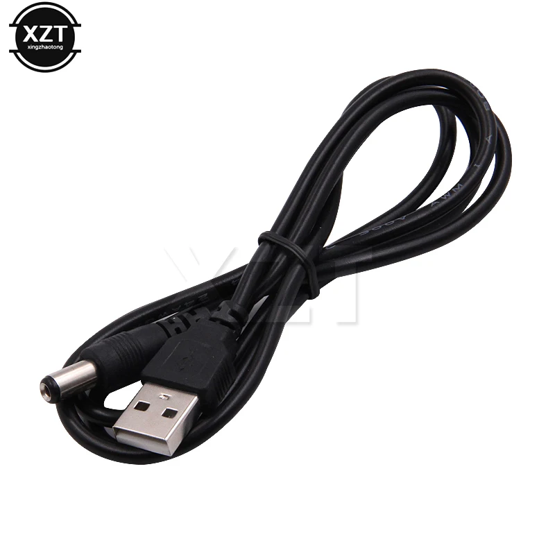 Black 1M USB to 5V DC Power Cable with Barrel Jack Connector