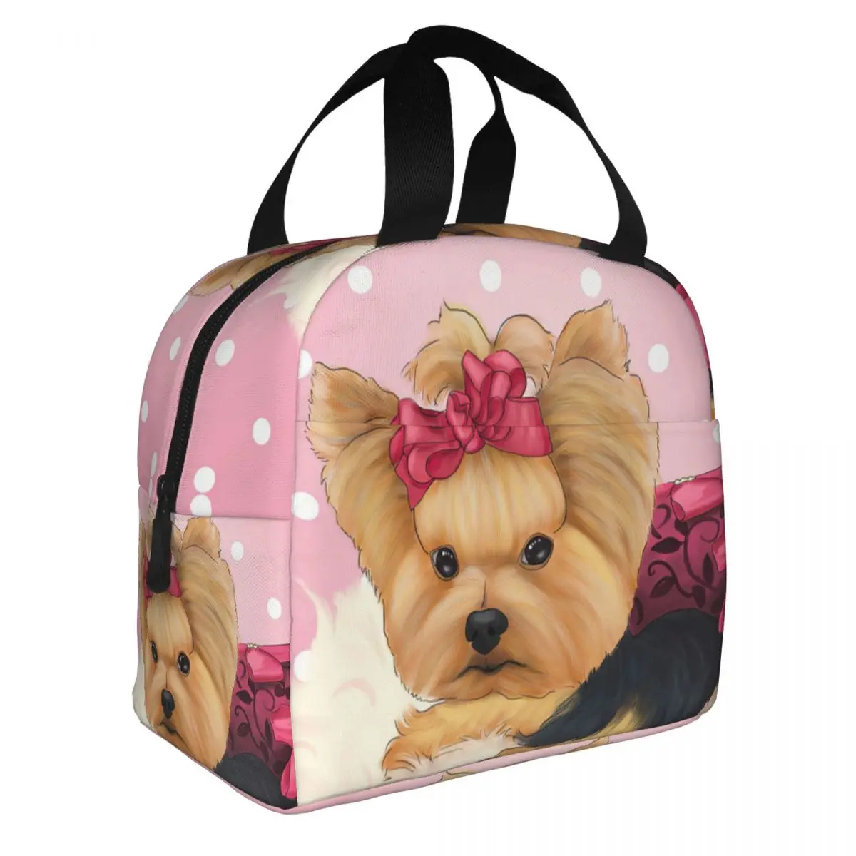 

Yorkshire Terrier Dog Lunch Bento Bags Portable Aluminum Foil thickened Thermal Cloth Lunch Bag for Women Men Boy