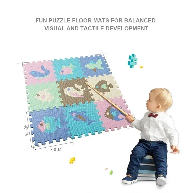 EVA Foam Puzzle Mats Baby Play Mat Toy Floor Playmat With Fence Floor New Children's Rug 25Pcs/Lot Cartoon Animal Pattern Carpet