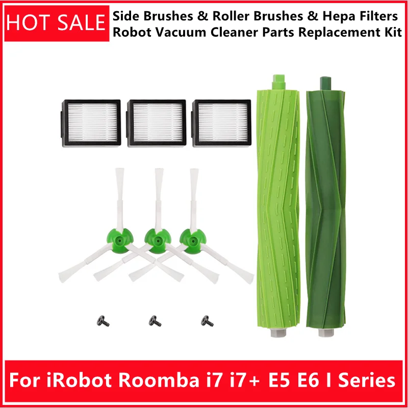 

Side Brushes & Roller Brushes & Hepa Filters for IRobot Roomba I7 I7+ E5 E6 I Series Robot Vacuum Cleaner Parts Replacement Kit