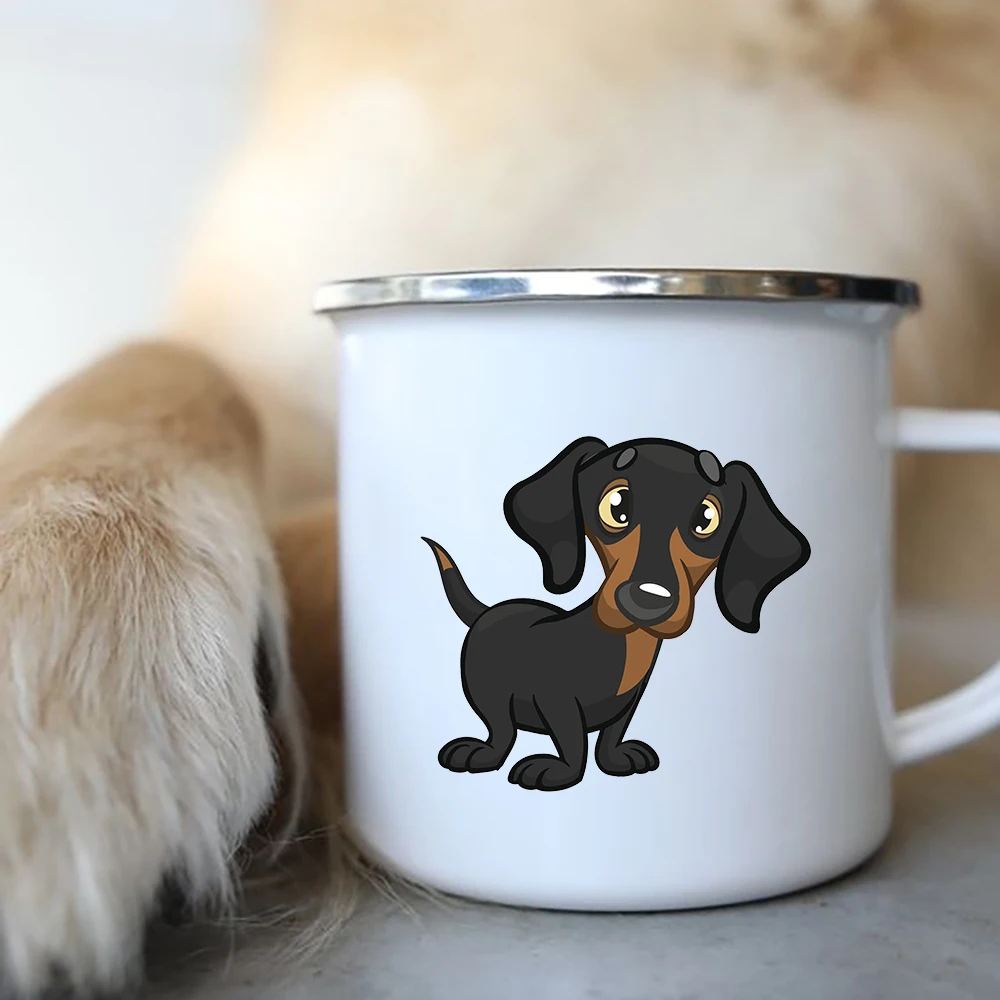 

I Love Dachshunds Dog Enamel Coffee Mugs Camping Picnic Bonfire Party Beer Drink Juice Cola Cups Travel Cocoa Water Mug