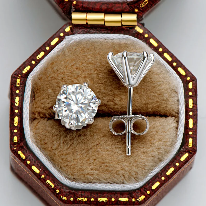 One Carat Stud Six Claws Earring For Women Jewelry