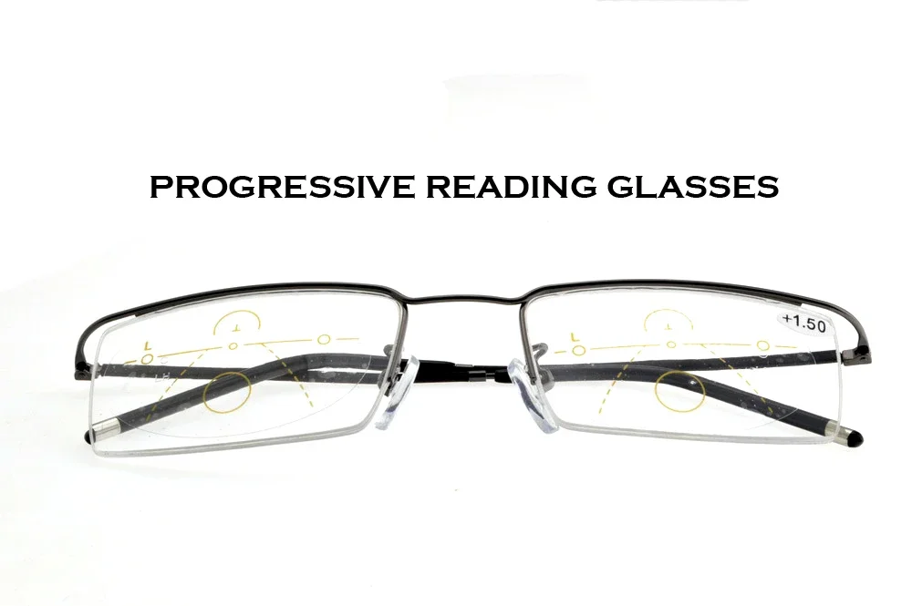 

Claravida New Arrival 2019 Half Rim Commercial Progressive Reading Glasses See Far And Near Bifocal +1 +1.5 +2 +2.5 +3 +3.5 +4