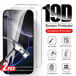 Premium 2 - Pack 19D Tempered Glass Screen Protector with HD Clarity for iPhone 16 (Transparent - 2PCS)
