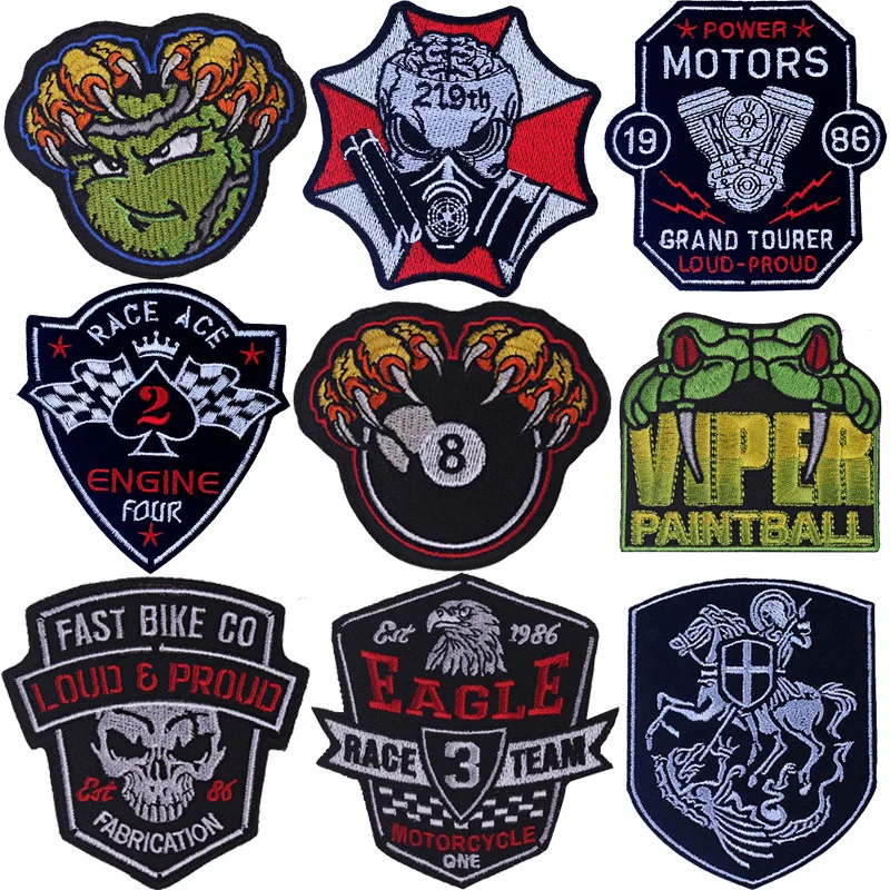 

9pcs/lot Street personality exaggeration punk 3D embroidery cloth patch armband badge DIY accessories clothing bag decoration