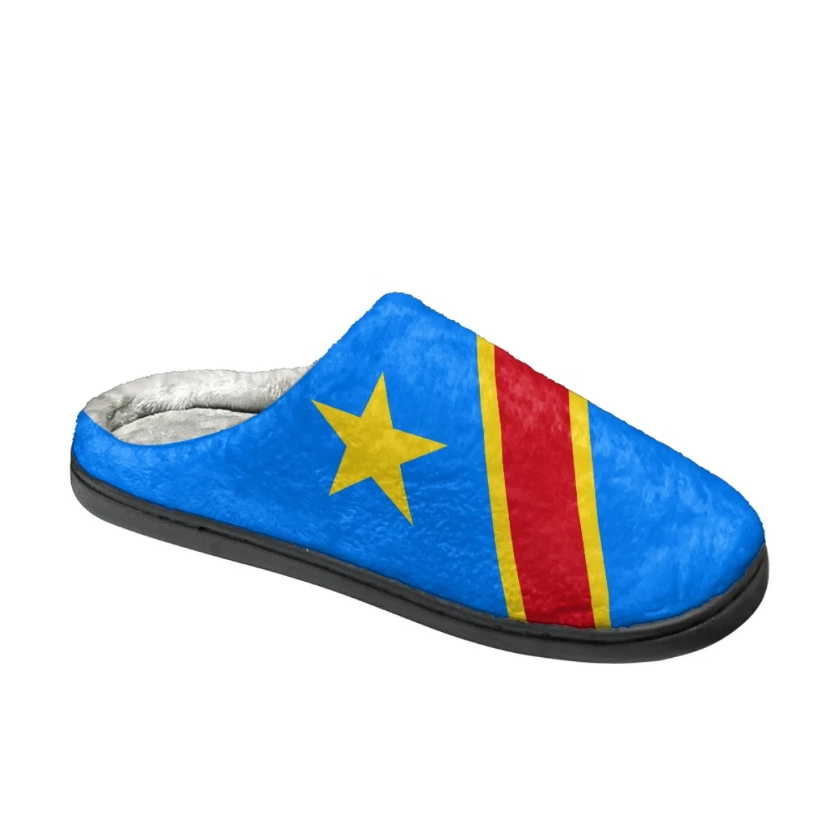 New Congo Flag Design Winter Footwear Women Flat Indoor Home Non Slip Slides Dropshipping Versatile House Warm Cotton Slippers