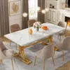 63-Inch Reangular Dining Table for 4 to 6, Modern Kitchen Table with Stylish Metal Legs, Large Dinner Tables for Dining Room 3