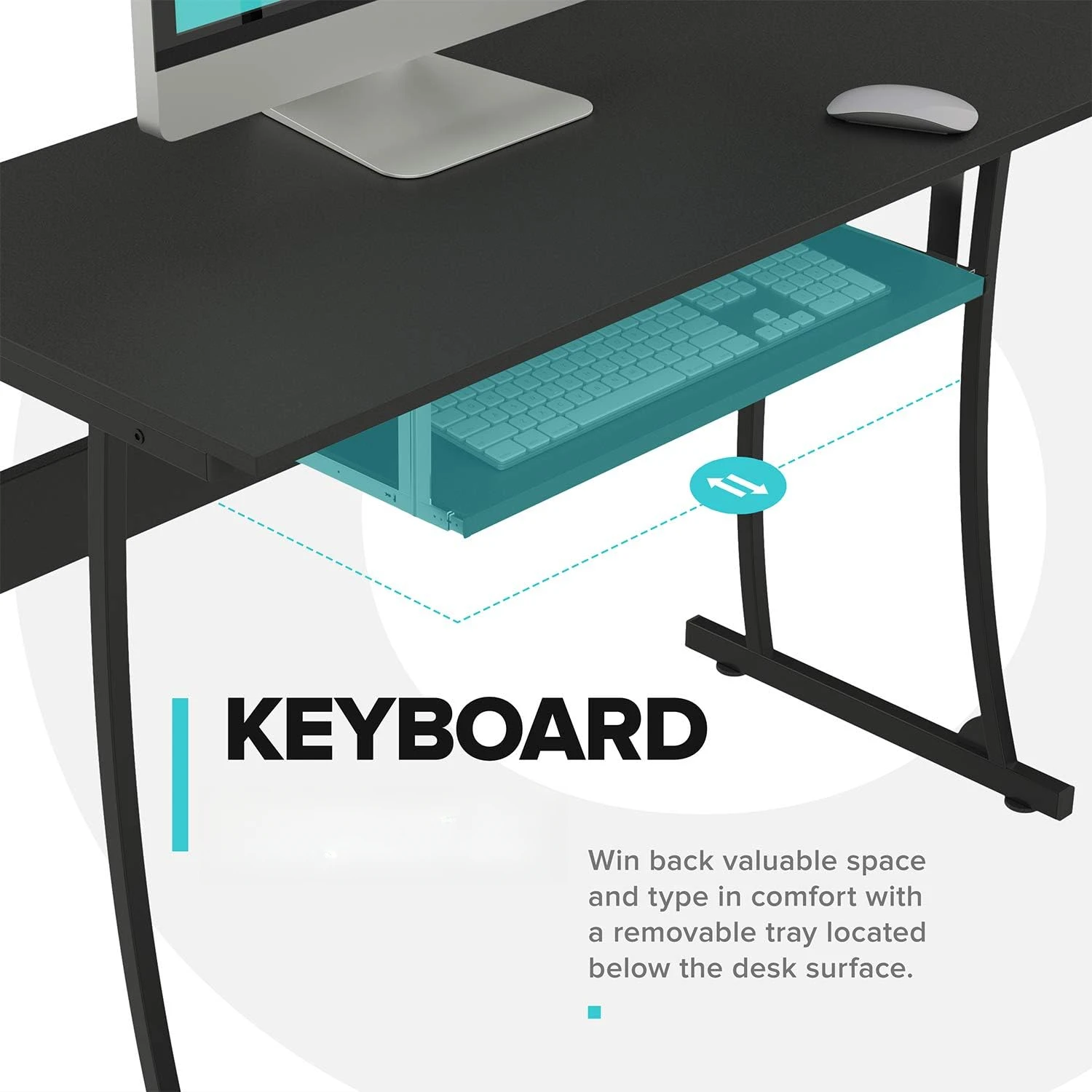 L Shaped Modern Computer Home Office Gaming Desk with Keyboard Tray and Cable Management, Easy Assembly 6